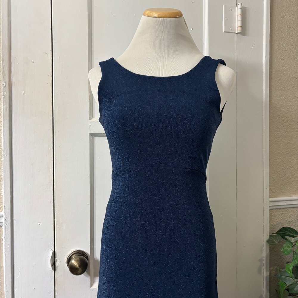 Betsey Johnson Vintage Dark Blue Shimmer Maxi Dress - Picture 6 of 15